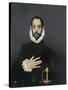 Gentleman with His Hand on His Chest, C.1580-El Greco-Stretched Canvas