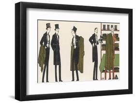 Gentlemen in Evening Dress Queue to Collect Their Overcoats from the Cloakroom-Bernard Boutet De Monvel-Framed Premium Photographic Print