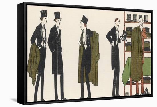 Gentlemen in Evening Dress Queue to Collect Their Overcoats from the Cloakroom-Bernard Boutet De Monvel-Framed Stretched Canvas