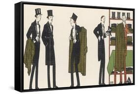 Gentlemen in Evening Dress Queue to Collect Their Overcoats from the Cloakroom-Bernard Boutet De Monvel-Framed Stretched Canvas