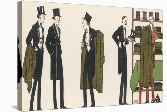 Gentlemen in Evening Dress Queue to Collect Their Overcoats from the Cloakroom-Bernard Boutet De Monvel-Stretched Canvas