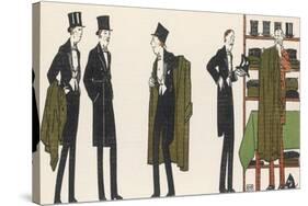 Gentlemen in Evening Dress Queue to Collect Their Overcoats from the Cloakroom-Bernard Boutet De Monvel-Stretched Canvas