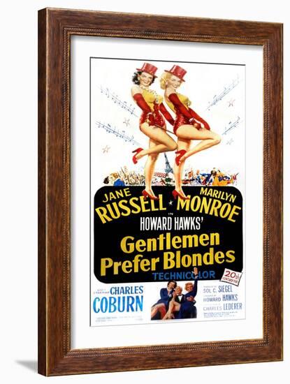 Gentlemen Prefer Blondes, Jane Russell, Marilyn Monroe, 1953-null-Framed Art Print