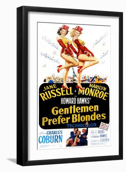 Gentlemen Prefer Blondes, Jane Russell, Marilyn Monroe, 1953-null-Framed Art Print