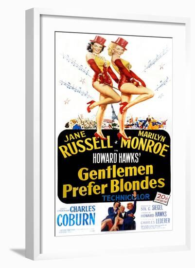 Gentlemen Prefer Blondes, Jane Russell, Marilyn Monroe, 1953-null-Framed Art Print