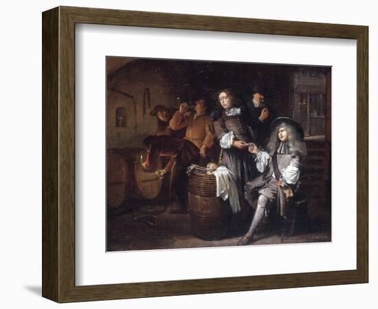 Gentlemen Tasting Wine in a Cellar-Egbert Van Heemskerck-Framed Giclee Print