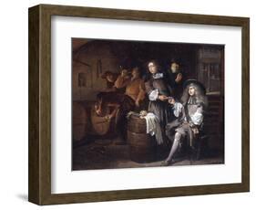 Gentlemen Tasting Wine in a Cellar-Egbert Van Heemskerck-Framed Giclee Print