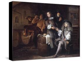 Gentlemen Tasting Wine in a Cellar-Egbert Van Heemskerck-Stretched Canvas