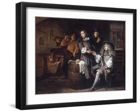 Gentlemen Tasting Wine in a Cellar-Egbert Van Heemskerck-Framed Giclee Print