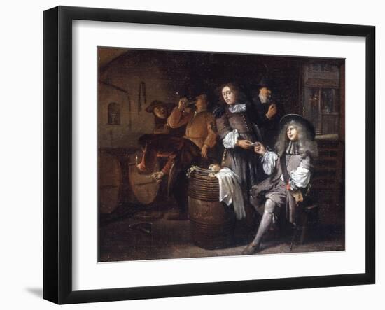 Gentlemen Tasting Wine in a Cellar-Egbert Van Heemskerck-Framed Giclee Print