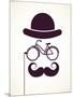 Gentlemen With Bicycle Eyeglass - Vintage Style Poster-Marish-Mounted Art Print