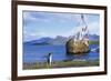 Gentoo Penguin Calling Near Abandoned Whaling Ship-Paul Souders-Framed Photographic Print