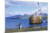 Gentoo Penguin Calling Near Abandoned Whaling Ship-Paul Souders-Mounted Photographic Print