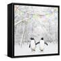 Gentoo Penguin in Winter Woodland with Snow-null-Framed Stretched Canvas