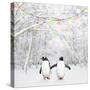 Gentoo Penguin in Winter Woodland with Snow-null-Stretched Canvas