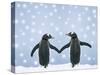 Gentoo Penguin Pair 'Holding Hands' in the Snow-null-Stretched Canvas