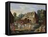 Gentry at a Peasant Dance in a Farmyard-Jan van Kessel the Elder-Framed Stretched Canvas