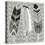 Geo Feathers I Zentangle-Sara Zieve Miller-Stretched Canvas