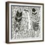 Geo Feathers I Zentangle-Sara Zieve Miller-Framed Art Print