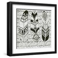 Geo Feathers II Zentangle-Sara Zieve Miller-Framed Art Print