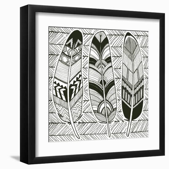 Geo Feathers II Zentangle-Sara Zieve Miller-Framed Art Print