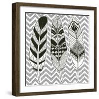 Geo Feathers IV Zentangle-Sara Zieve Miller-Framed Art Print