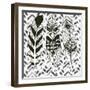 Geo Feathers IV Zentangle-Sara Zieve Miller-Framed Art Print