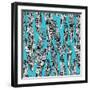Geo Feathers Turquoise Blue-Sharon Turner-Framed Art Print