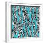 Geo Feathers Turquoise Blue-Sharon Turner-Framed Art Print