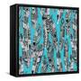 Geo Feathers Turquoise Blue-Sharon Turner-Framed Stretched Canvas