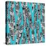 Geo Feathers Turquoise Blue-Sharon Turner-Stretched Canvas