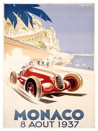 Monaco Grand Prix c.1935-24"x36" Art Canvas Vintage Advertising