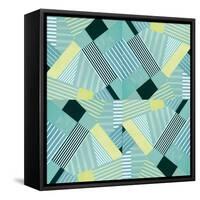 Geo Stripes in Pale Teal-Lanie Loreth-Framed Stretched Canvas