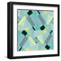 Geo Stripes in Pale Teal-Lanie Loreth-Framed Art Print
