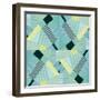 Geo Stripes in Pale Teal-Lanie Loreth-Framed Art Print