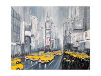 Yellow Cabs, New York-Geoff King-Mounted Giclee Print