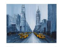 Yellow Cabs, New York-Geoff King-Mounted Giclee Print