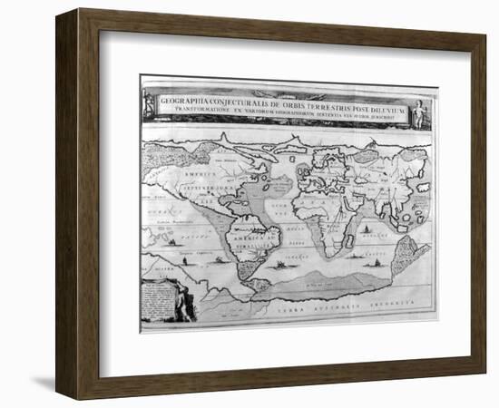 Geographic Chart of the World after the Deluge, 1675-Athanasius Kircher-Framed Giclee Print