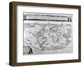 Geographic Chart of the World after the Deluge, 1675-Athanasius Kircher-Framed Giclee Print