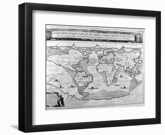 Geographic Chart of the World after the Deluge, 1675-Athanasius Kircher-Framed Giclee Print