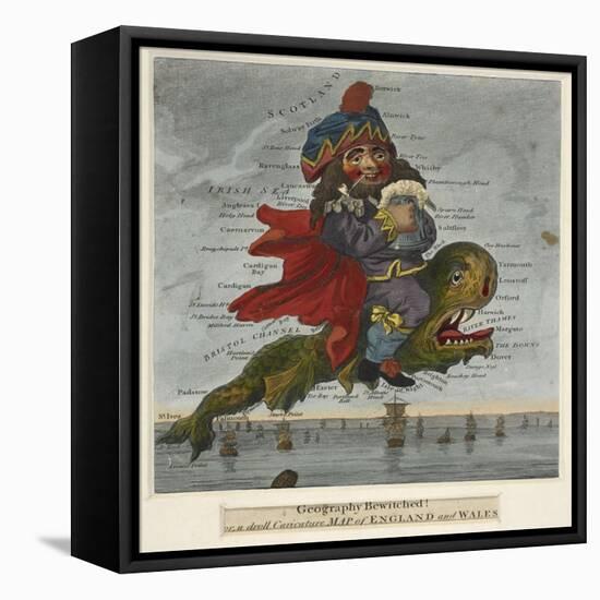 Geography Bewitched!, A Droll Caricature Map of England and Wales, Dighton Del., ca. 1795-null-Framed Stretched Canvas