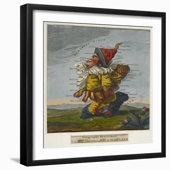 Geography Bewitched!, A Droll Caricature Map of Scotland, ca. 1795-Robert Dighton-Framed Giclee Print