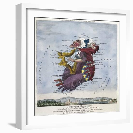 Geography Bewitched!, Droll Caricature Map of Ireland, ca.1796-null-Framed Giclee Print