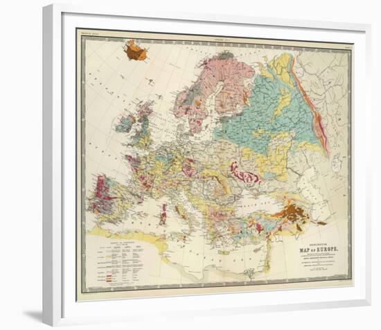 Geological Map of Europe, c.1856-Sir Roderick Impey Murchison-Framed Art Print