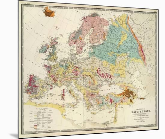 Geological Map of Europe, c.1856-Sir Roderick Impey Murchison-Mounted Art Print