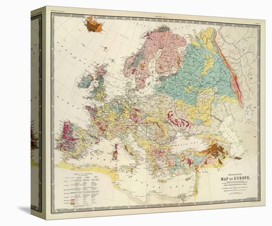 Geological Map of Europe, c.1856-Sir Roderick Impey Murchison-Stretched Canvas