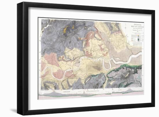 Geological Map of London and the Surrounding Area, 1871-T Walsh-Framed Giclee Print