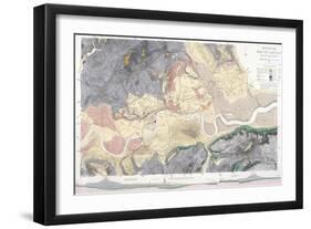 Geological Map of London and the Surrounding Area, 1871-T Walsh-Framed Giclee Print