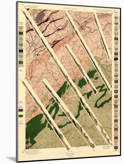 Geological Survey of Tennessee and North Carolina - Panoramic Map-Lantern Press-Mounted Art Print