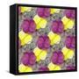 Geometric Abstract Floral Seamless Pattern. Colorful Shapes Composition-meganeura-Framed Stretched Canvas